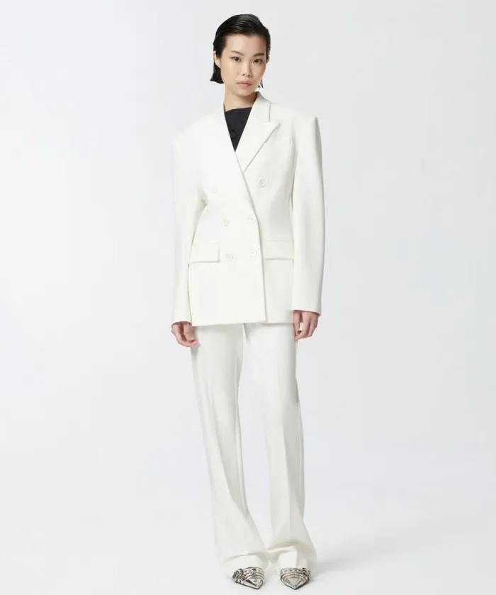Women Jackets Pinko Elegant Doublebreasted Blazer With Fabric Stitch Snow White Women Jackets Pinko Elegant Doublebreasted Blazer With Fabric Stitch Snow White
