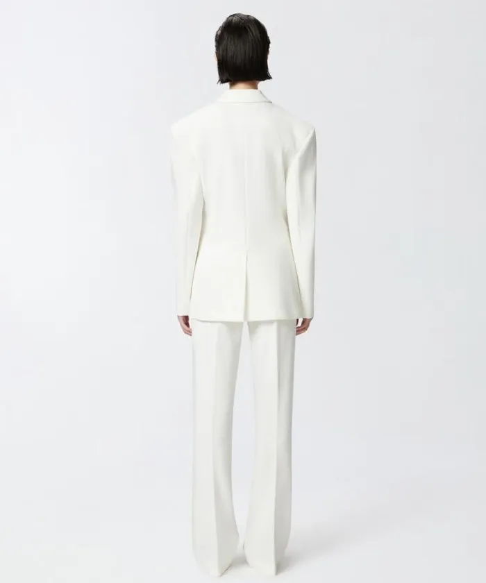 Women Jackets Pinko Elegant Doublebreasted Blazer With Fabric Stitch Snow White Women Jackets Pinko Elegant Doublebreasted Blazer With Fabric Stitch Snow White