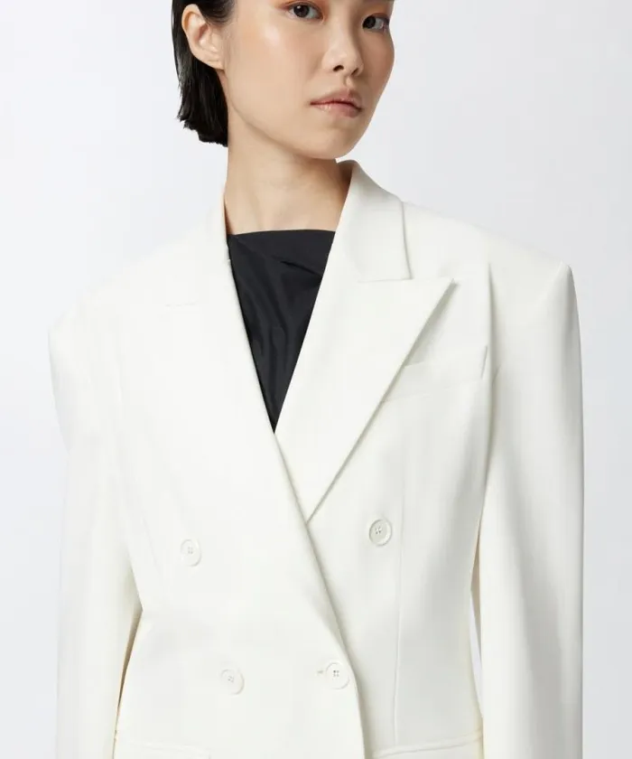Women Jackets Pinko Elegant Doublebreasted Blazer With Fabric Stitch Snow White Women Jackets Pinko Elegant Doublebreasted Blazer With Fabric Stitch Snow White