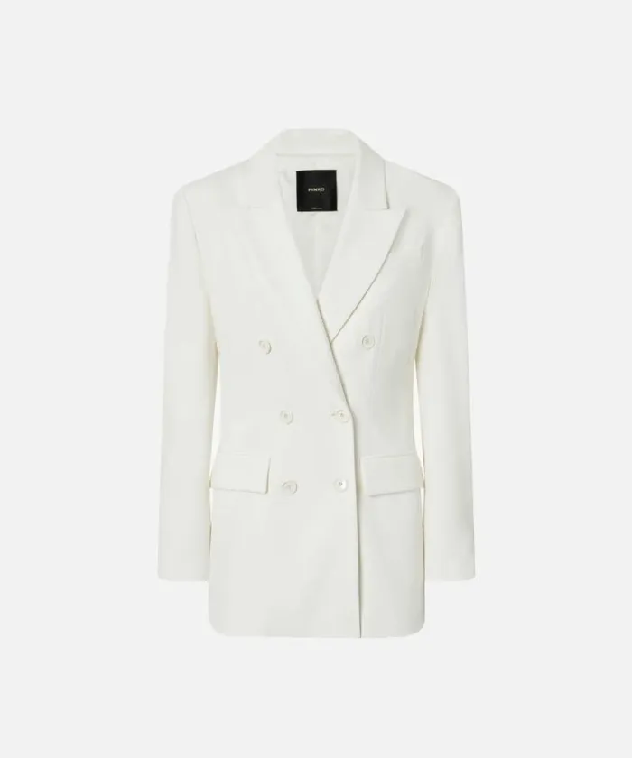 Women Jackets Pinko Elegant Doublebreasted Blazer With Fabric Stitch Snow White Women Jackets Pinko Elegant Doublebreasted Blazer With Fabric Stitch Snow White