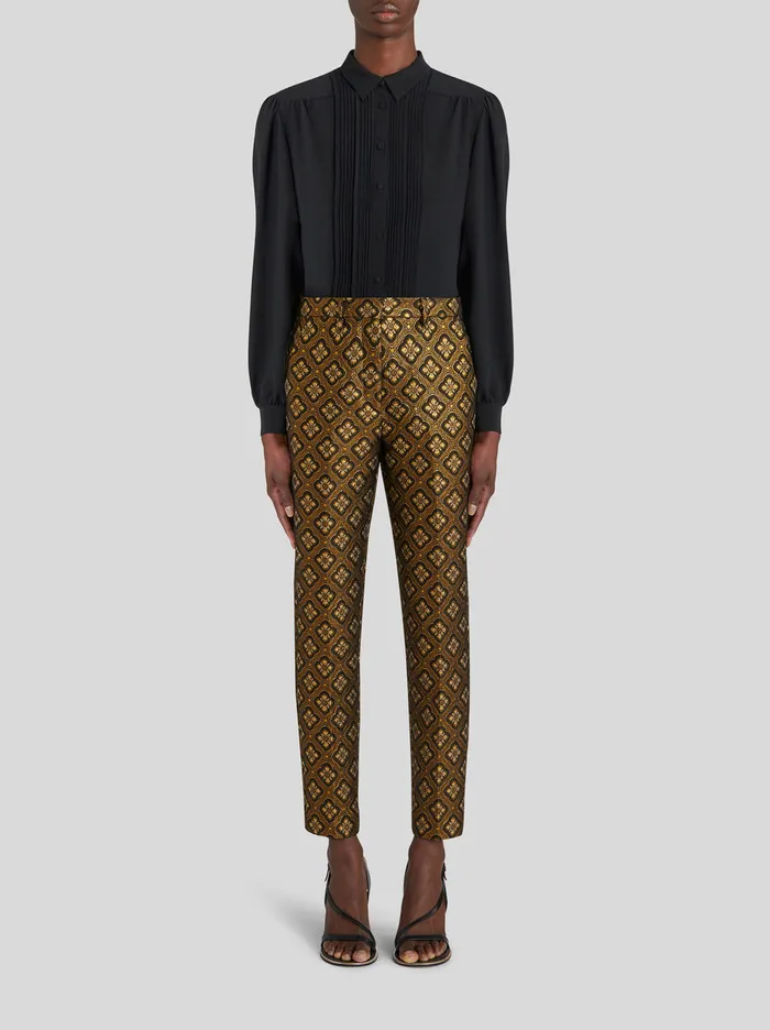 Women Jacquard Trousers With Medallions Etro Trousers