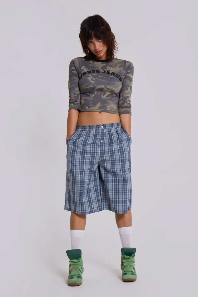 Women Jano Check Boxer Jorts Jaded London Shorts and Jorts