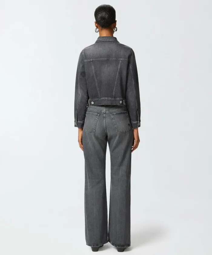 Women Jeans Pinko Wideleg Grey Vintage Denim Jeans Dark Grey Dirty Wash Women Jeans Pinko Wideleg Grey Vintage Denim Jeans Dark Grey Dirty Wash