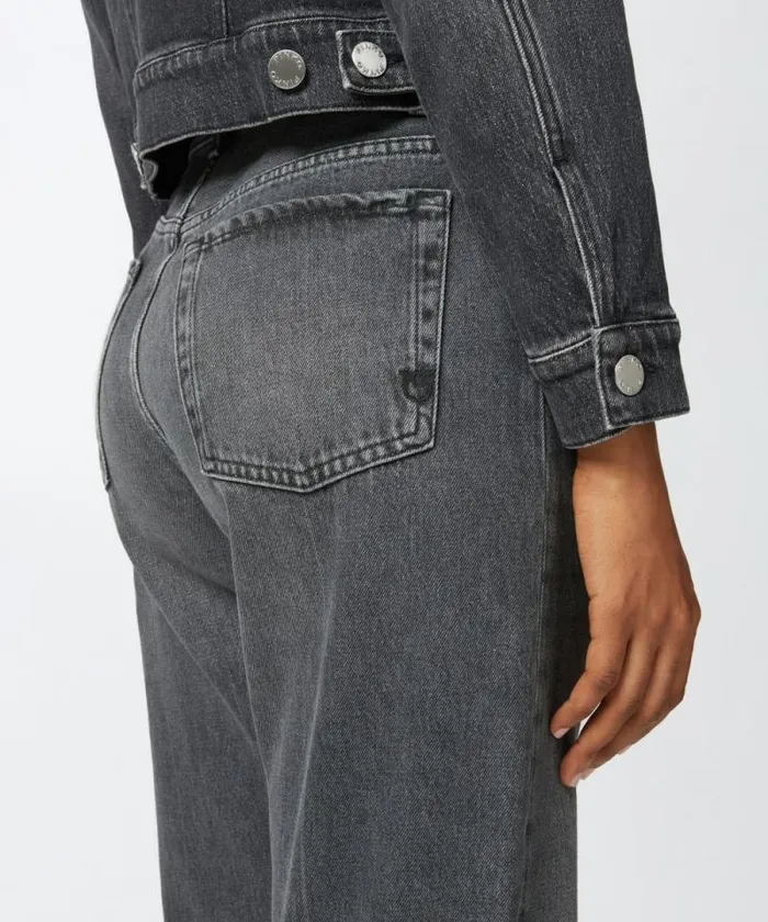 Women Jeans Pinko Wideleg Grey Vintage Denim Jeans Dark Grey Dirty Wash Women Jeans Pinko Wideleg Grey Vintage Denim Jeans Dark Grey Dirty Wash