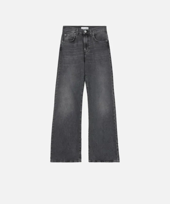 Women Jeans Pinko Wideleg Grey Vintage Denim Jeans Dark Grey Dirty Wash Women Jeans Pinko Wideleg Grey Vintage Denim Jeans Dark Grey Dirty Wash