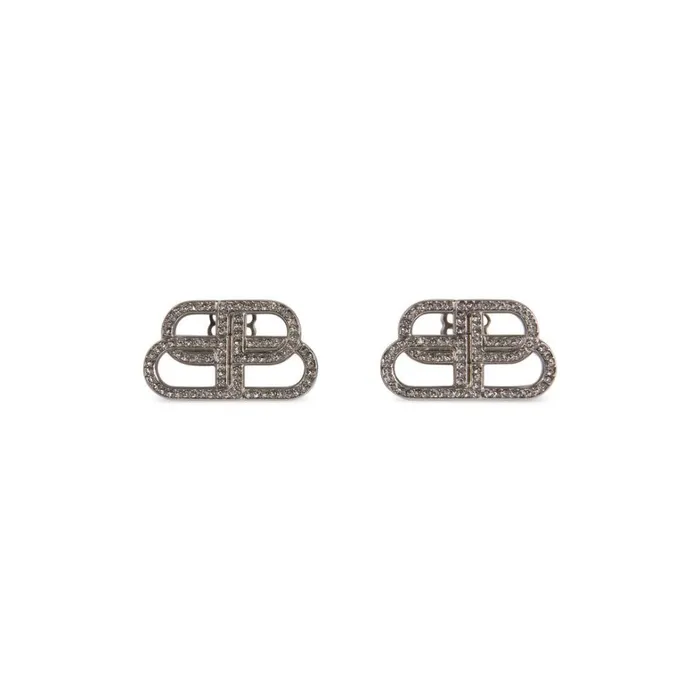 Women Jewellery Balenciaga Bb S Stud Earrings In Crystalsilver