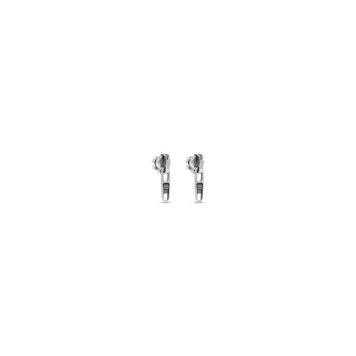 Women Jewellery Balenciaga Zipup Xs Earrings In Antique Silver
