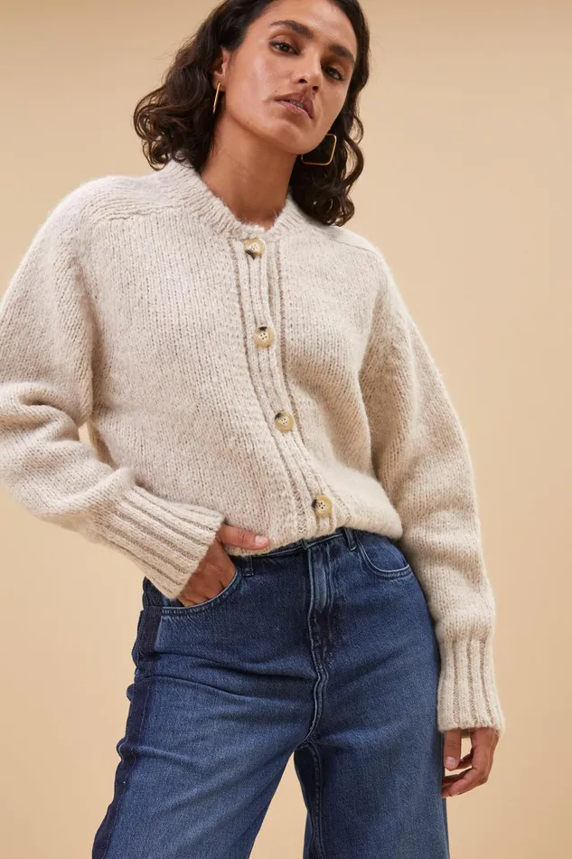 Women Jonas Bomber Cardigan Chalk Bybar Cardigans