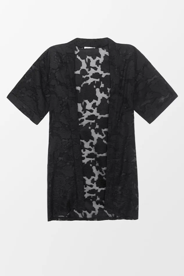 Women Kaftans Cupshe Sylvie Black Open Front Cover Up Black
