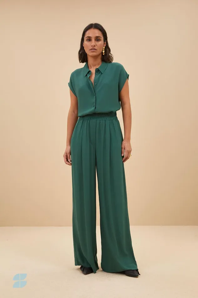 Women Kiek Viscose Top Deep Green Bybar Blouses Women Kiek Viscose Top Deep Green Bybar Blouses