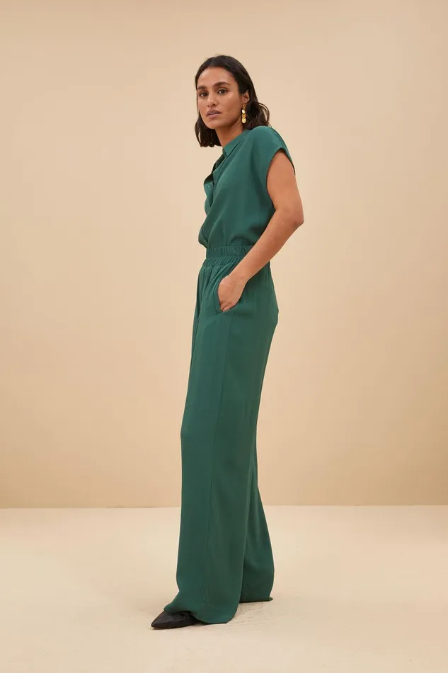 Women Kiek Viscose Top Deep Green Bybar Blouses Women Kiek Viscose Top Deep Green Bybar Blouses