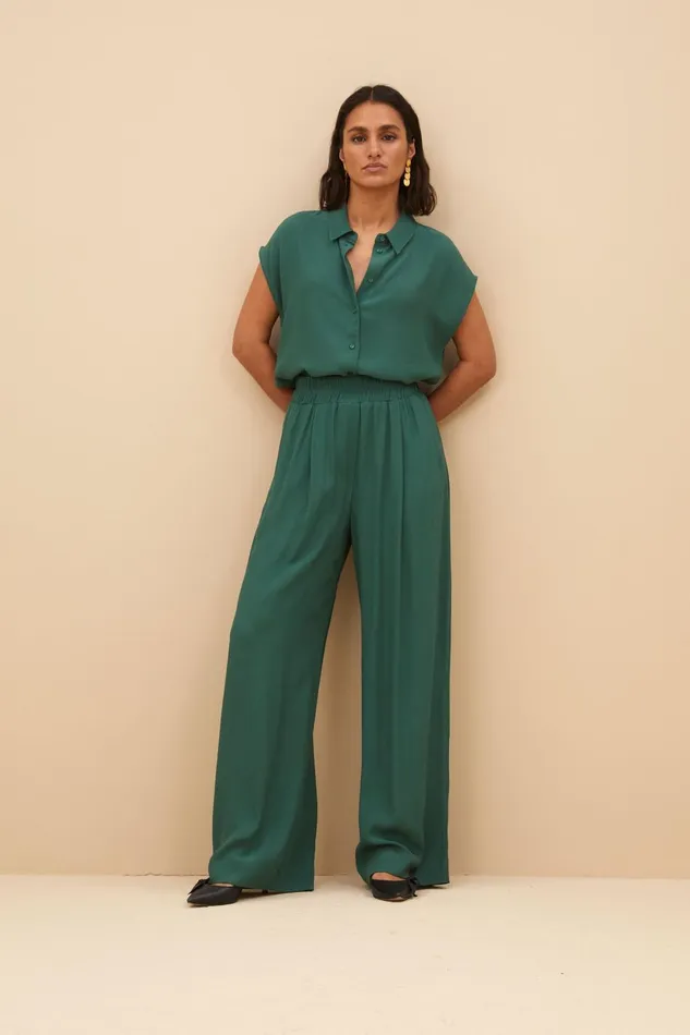 Women Kiek Viscose Top Deep Green Bybar Blouses Women Kiek Viscose Top Deep Green Bybar Blouses