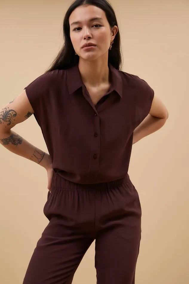 Women Kiek Viscose Top Pecan Bybar Blouses Women Kiek Viscose Top Pecan Bybar Blouses
