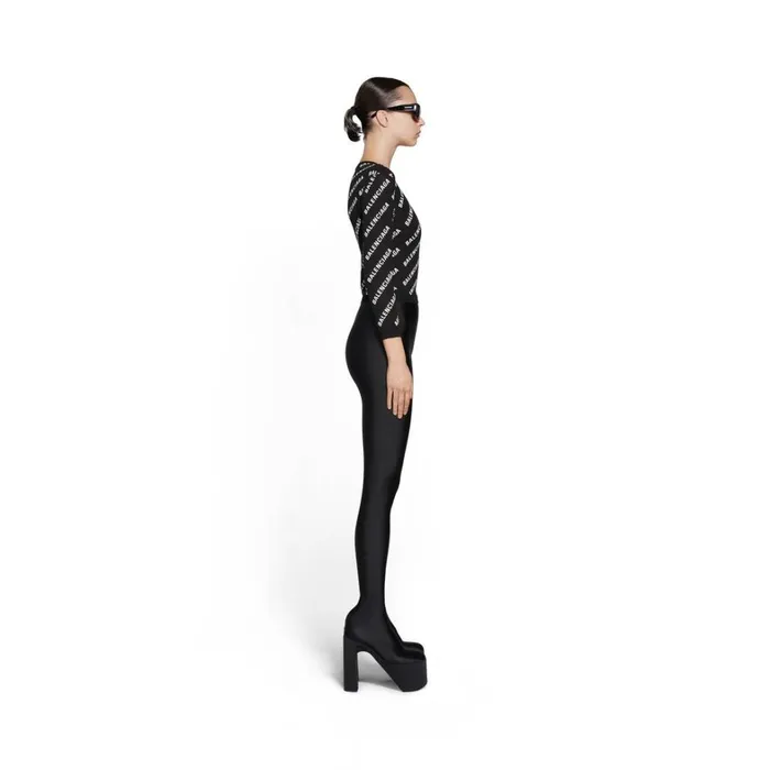 Women Knitwear Balenciaga Allover Logo Crop Sweater In Black