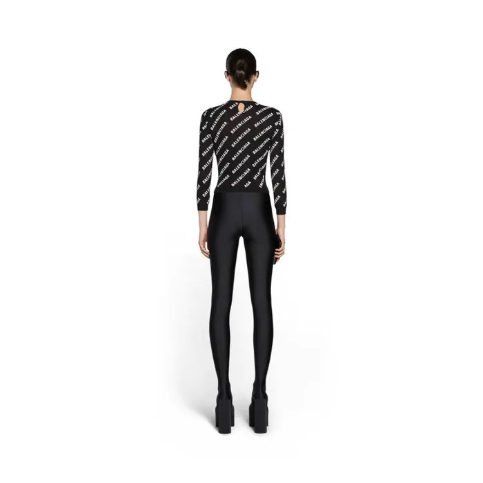 Women Knitwear Balenciaga Allover Logo Crop Sweater In Black