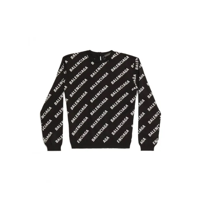 Women Knitwear Balenciaga Allover Logo Crop Sweater In Black