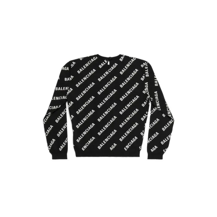 Women Knitwear Balenciaga Allover Logo Crop Sweater In Black