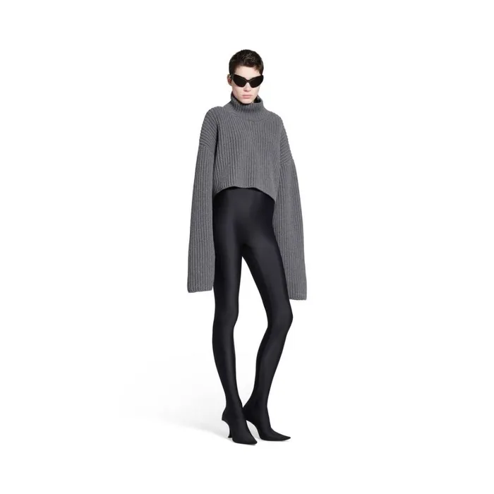 Women Knitwear Balenciaga Cropped Sweater In Grey
