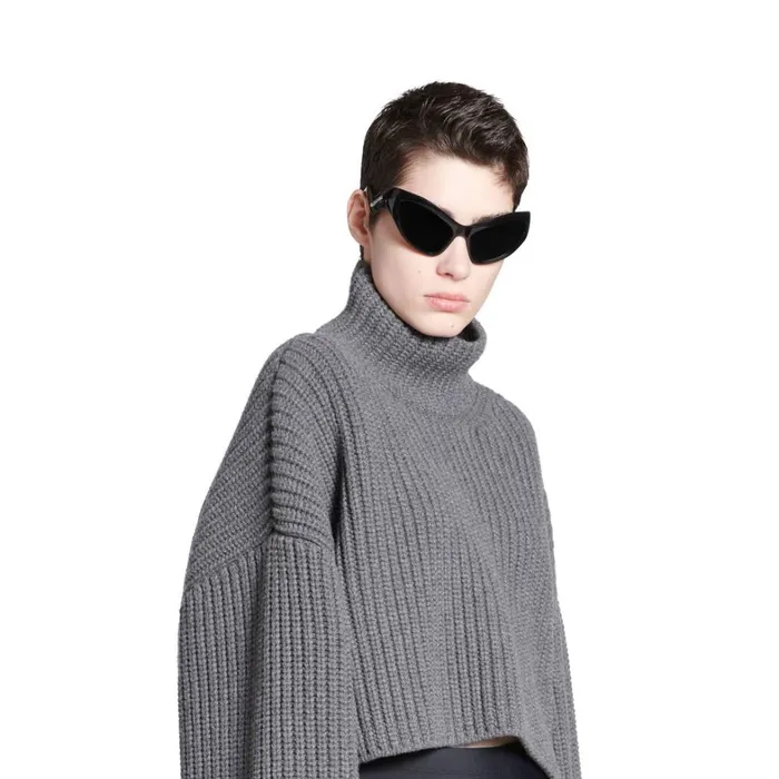 Women Knitwear Balenciaga Cropped Sweater In Grey