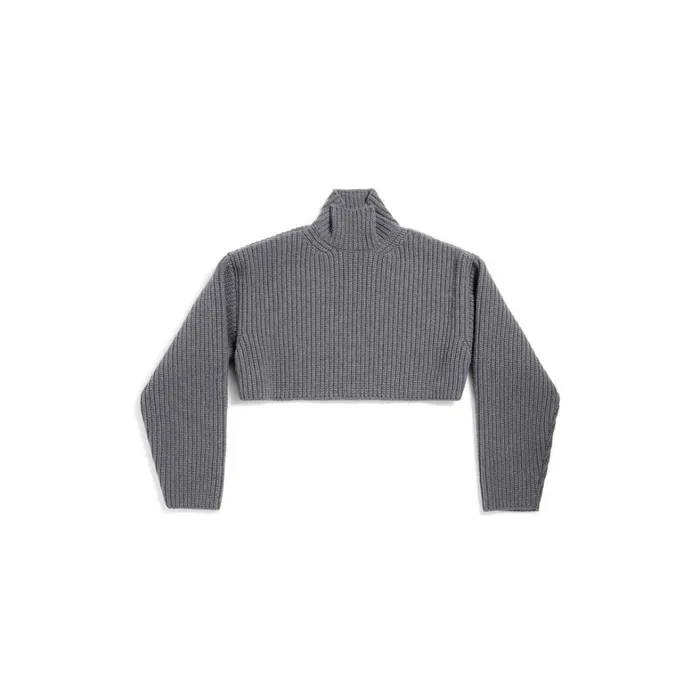 Women Knitwear Balenciaga Cropped Sweater In Grey