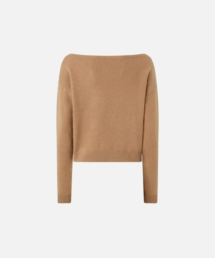 Women Knitwear Pinko Cashmereblend Sweater With Embroidered Logo Mocha Camel Women Knitwear Pinko Cashmereblend Sweater With Embroidered Logo Mocha Camel