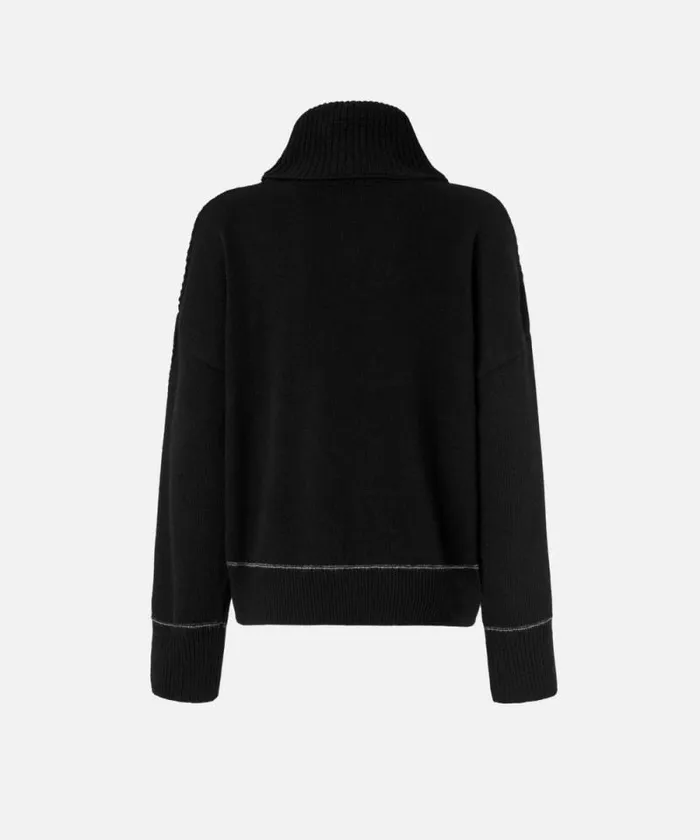 Women Knitwear Pinko Fine Wool And Cashmere Turtleneck Jumper Limo Black Women Knitwear Pinko Fine Wool And Cashmere Turtleneck Jumper Limo Black