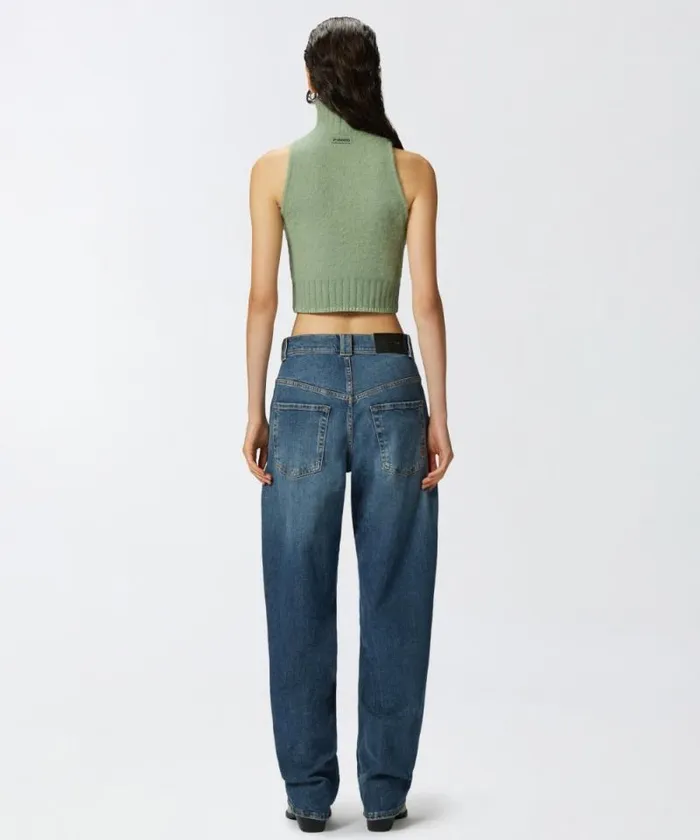 Women Knitwear Pinko Sleeveless Soft Knit Crop Top Jade Green Women Knitwear Pinko Sleeveless Soft Knit Crop Top Jade Green