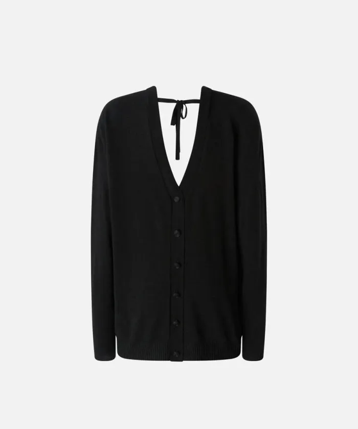 Women Knitwear Pinko Wool And Cashmere Double Buttoned Cardigan Limo Black Women Knitwear Pinko Wool And Cashmere Double Buttoned Cardigan Limo Black