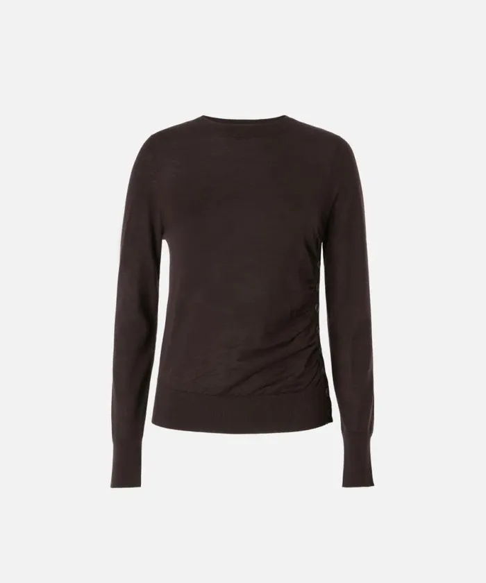 Women Knitwear Pinko Wool Sweater With Side Buttons Brown Women Knitwear Pinko Wool Sweater With Side Buttons Brown