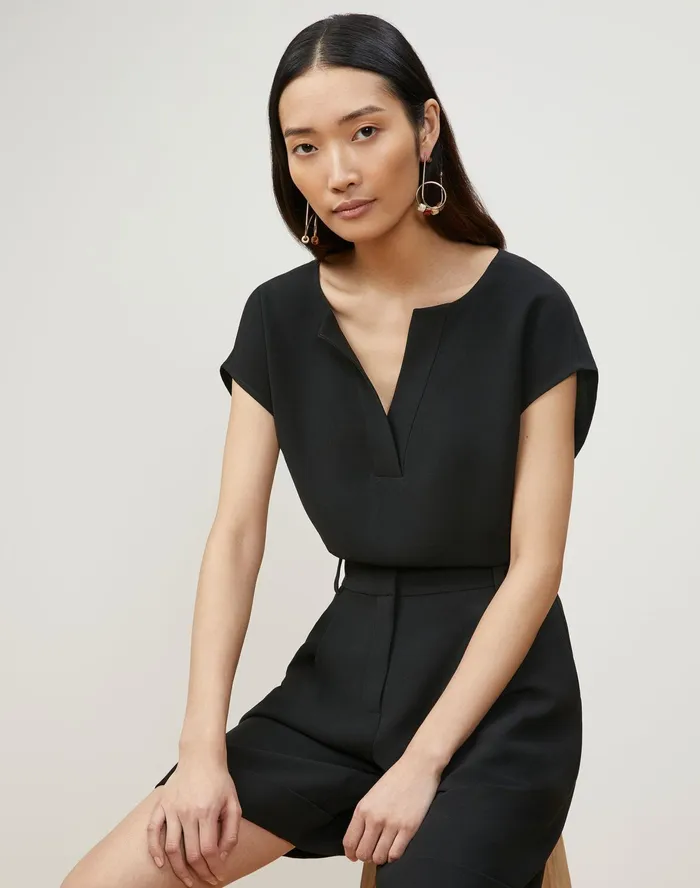 Women Lafayette 148 New York Blouses and Shirts Aliana Blouse In Finesse Crepe Black Women Lafayette 148 New York Blouses and Shirts Aliana Blouse In Finesse Crepe Black
