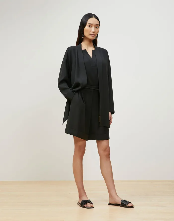 Women Lafayette 148 New York Blouses and Shirts Aliana Blouse In Finesse Crepe Black