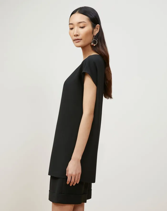 Women Lafayette 148 New York Blouses and Shirts Aliana Blouse In Finesse Crepe Black