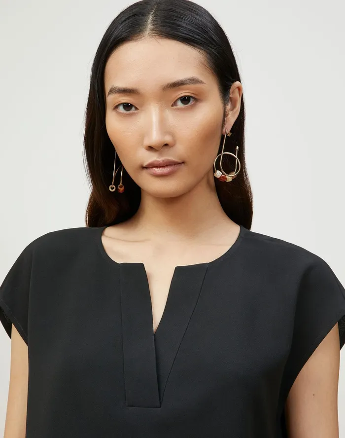 Women Lafayette 148 New York Blouses and Shirts Aliana Blouse In Finesse Crepe Black