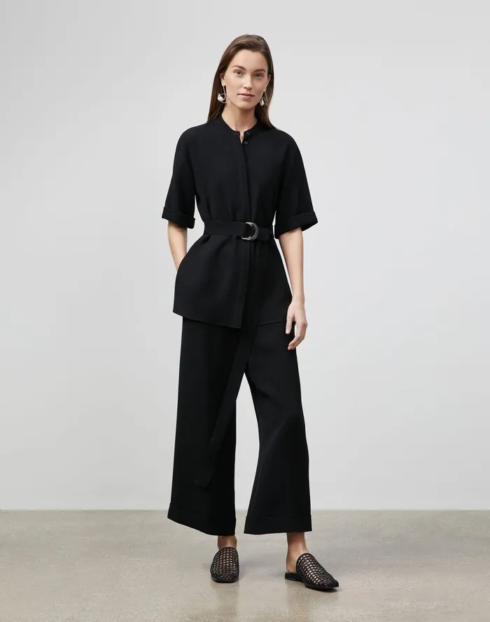 Women Lafayette 148 New York Blouses and Shirts Alyse Blouse In Finesse Crepe Black Women Lafayette 148 New York Blouses and Shirts Alyse Blouse In Finesse Crepe Black
