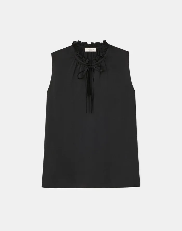Women Lafayette 148 New York Blouses and Shirts Keelan Blouse In Carlisle Cloth Black