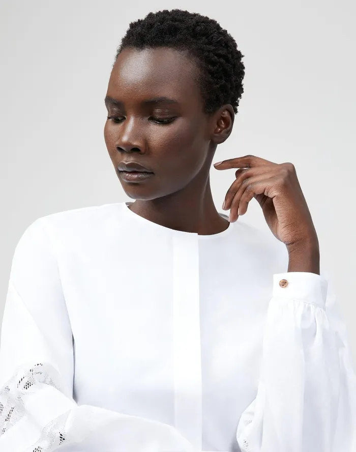 Women Lafayette 148 New York Blouses and Shirts PlusSize Austin Shirt In Italian Sculpted Kindcotton White