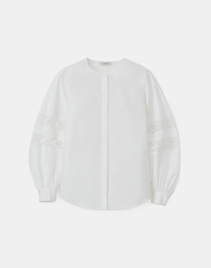 Women Lafayette 148 New York Blouses and Shirts PlusSize Austin Shirt In Italian Sculpted Kindcotton White
