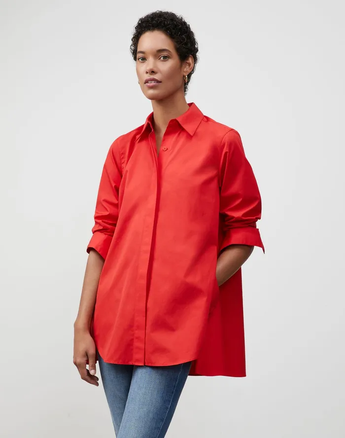 Women Lafayette 148 New York Blouses and Shirts PlusSize Italian Sculpted Cotton Carolyn Shirt Begonia Women Lafayette 148 New York Blouses and Shirts PlusSize Italian Sculpted Cotton Carolyn Shirt Begonia