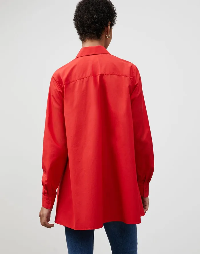 Women Lafayette 148 New York Blouses and Shirts PlusSize Italian Sculpted Cotton Carolyn Shirt Begonia