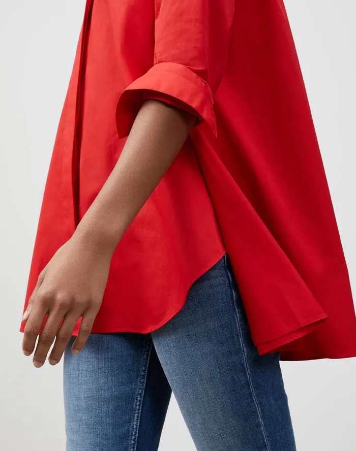 Women Lafayette 148 New York Blouses and Shirts PlusSize Italian Sculpted Cotton Carolyn Shirt Begonia