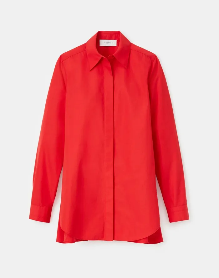 Women Lafayette 148 New York Blouses and Shirts PlusSize Italian Sculpted Cotton Carolyn Shirt Begonia
