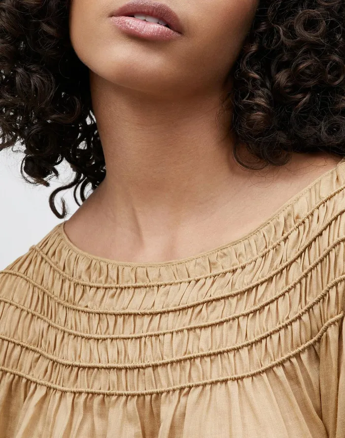 Women Lafayette 148 New York Blouses and Shirts PlusSize Paley Blouse In Gemma Cloth Honeynut
