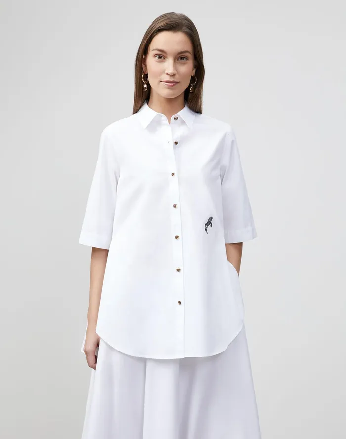 Women Lafayette 148 New York Blouses and Shirts Sedwick Shirt In Embroidered Italian Sculpted KindCotton White Women Lafayette 148 New York Blouses and Shirts Sedwick Shirt In Embroidered Italian Sculpted KindCotton White