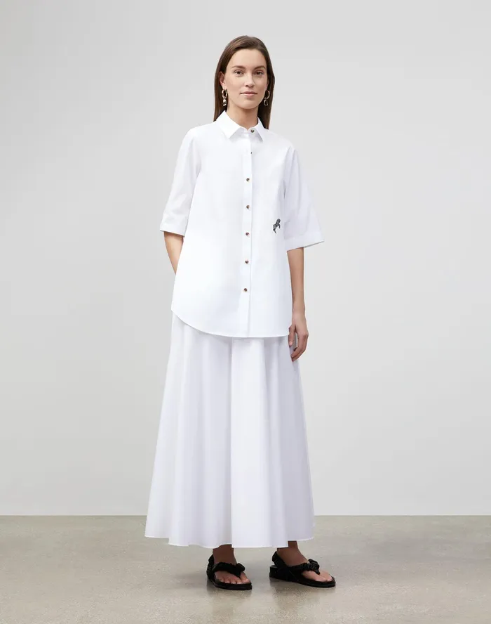 Women Lafayette 148 New York Blouses and Shirts Sedwick Shirt In Embroidered Italian Sculpted KindCotton White