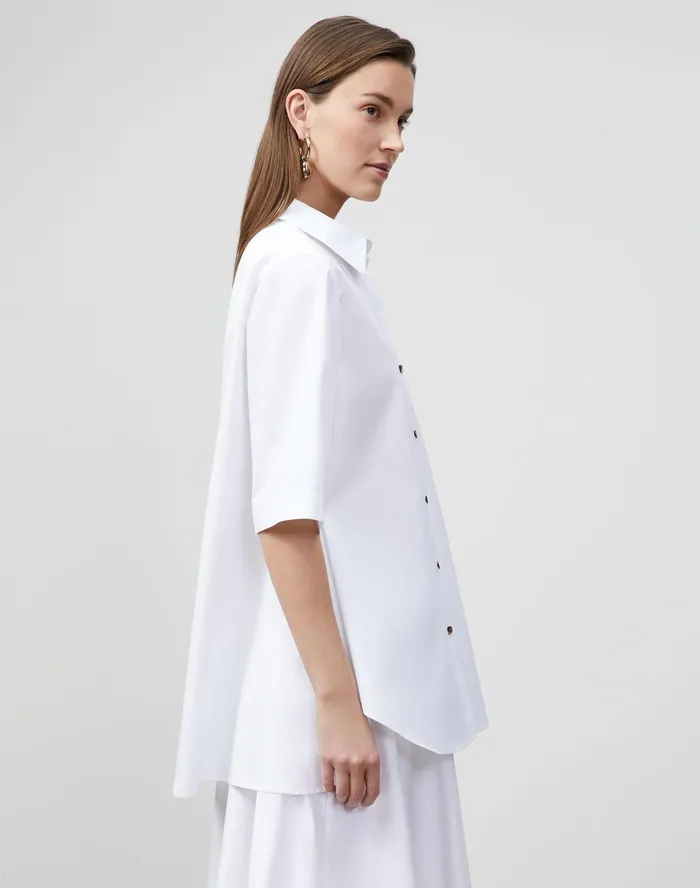 Women Lafayette 148 New York Blouses and Shirts Sedwick Shirt In Embroidered Italian Sculpted KindCotton White