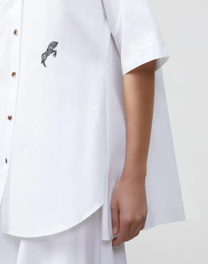 Women Lafayette 148 New York Blouses and Shirts Sedwick Shirt In Embroidered Italian Sculpted KindCotton White