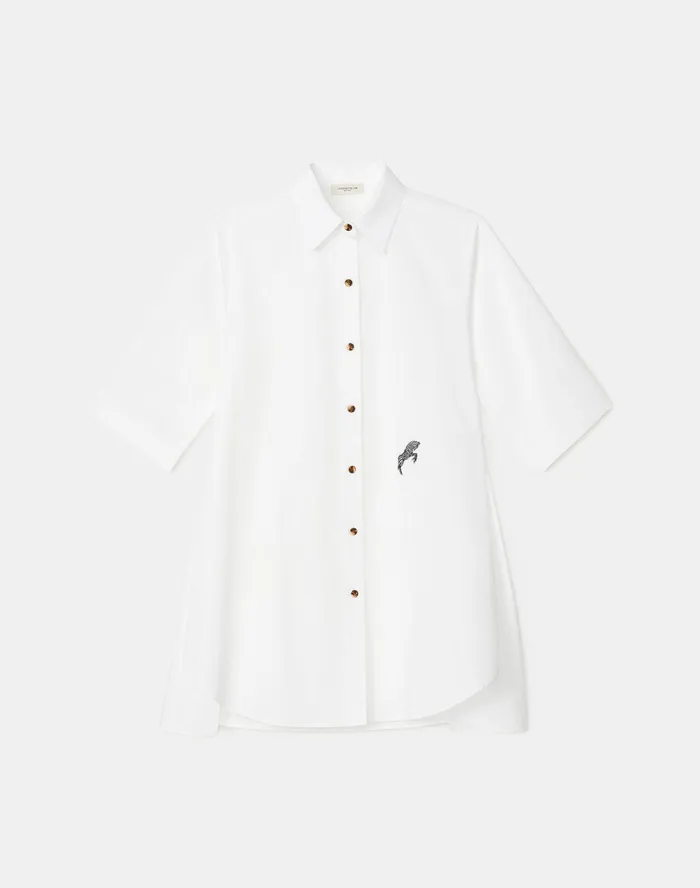 Women Lafayette 148 New York Blouses and Shirts Sedwick Shirt In Embroidered Italian Sculpted KindCotton White