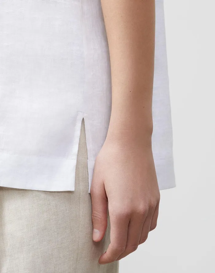 Women Lafayette 148 New York Blouses and Shirts Sublime Linen Jessica Blouse White1