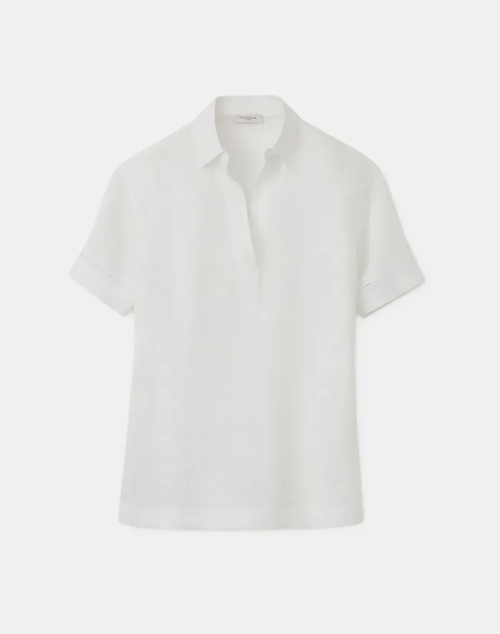 Women Lafayette 148 New York Blouses and Shirts Sublime Linen Jessica Blouse White1