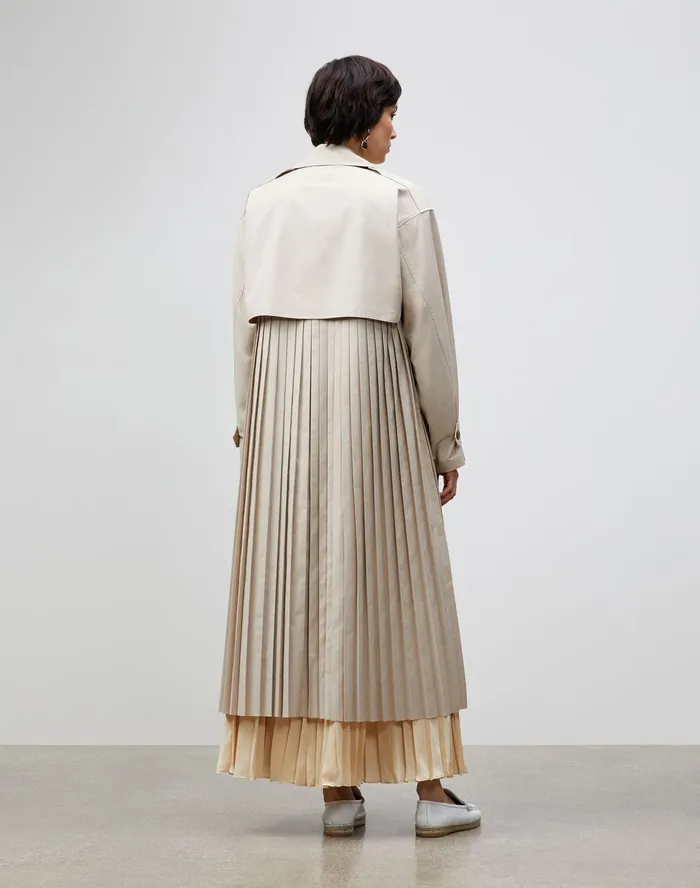 Women Lafayette 148 New York Coats Blake Trench Coat In Sculpted Pleating Cloth Ecru